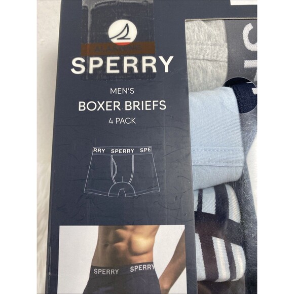 Sperry Men's Boxer Briefs Size S 4 Pack Premium Cotton Blue Gray - Picture 2 of 9